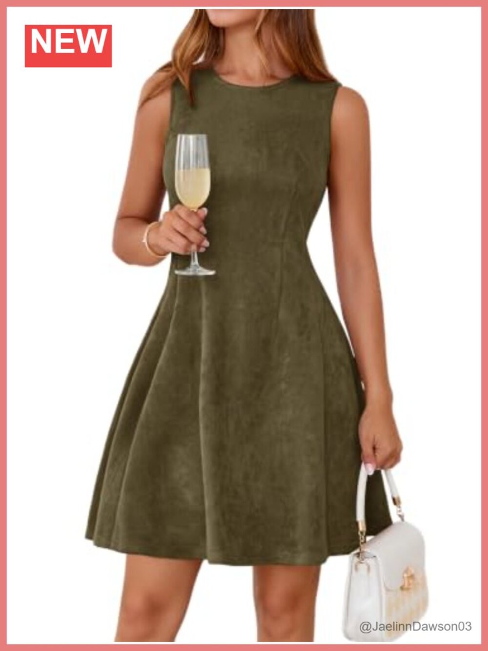 Faux Suede Sleeveless A-Line Cocktail Dress